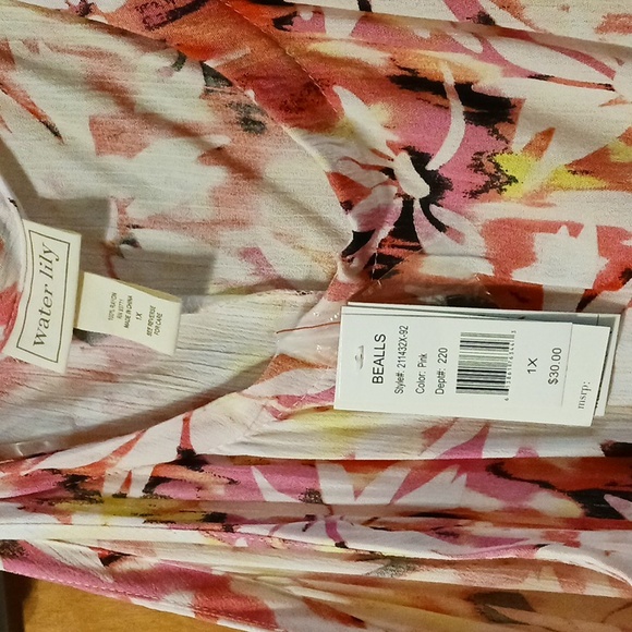 Plus water lily summer dress in pink 1x - Picture 6 of 7